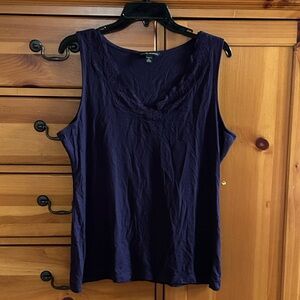 Banana Republic Dark Purple Lace-Trim V-Neck Tank